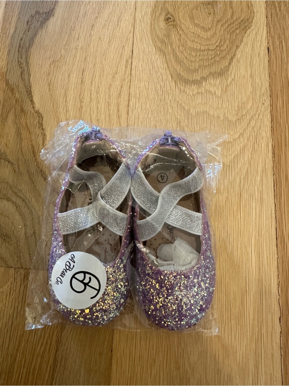 NEW NEVER OPENED - A Bear Co purple glitter ballet shoes